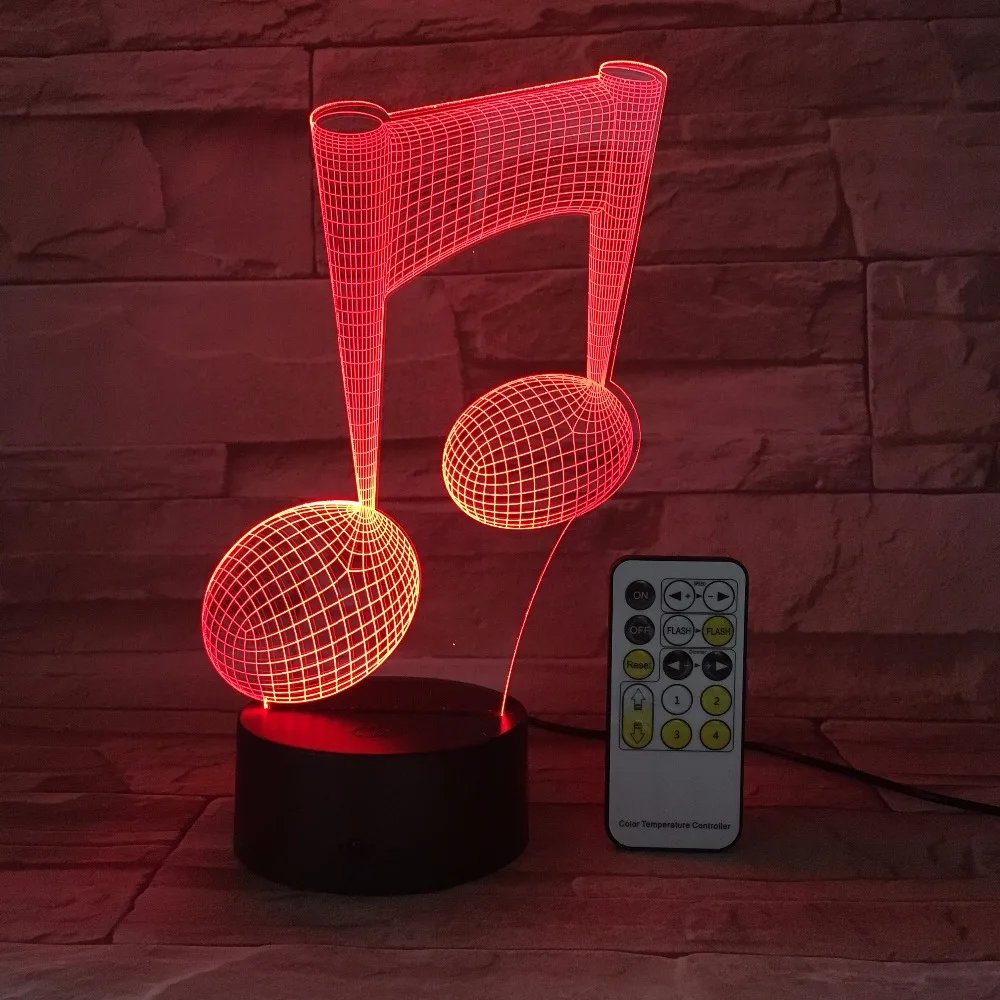 

Remote Touch light 3D LED Lamp Musical Note LED Night Light USB Table desk Lamp Bedside Nightlight as Gift for Music Love Guys