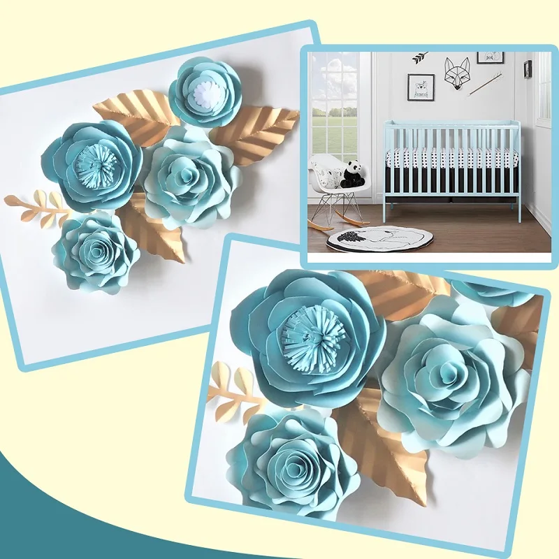 

DIY Paper Flowers Leaves Set Wall Decor Backdrop Baby Shower Decoration Boy Nursery Art Crafts Boho Floral Deco flores de papel
