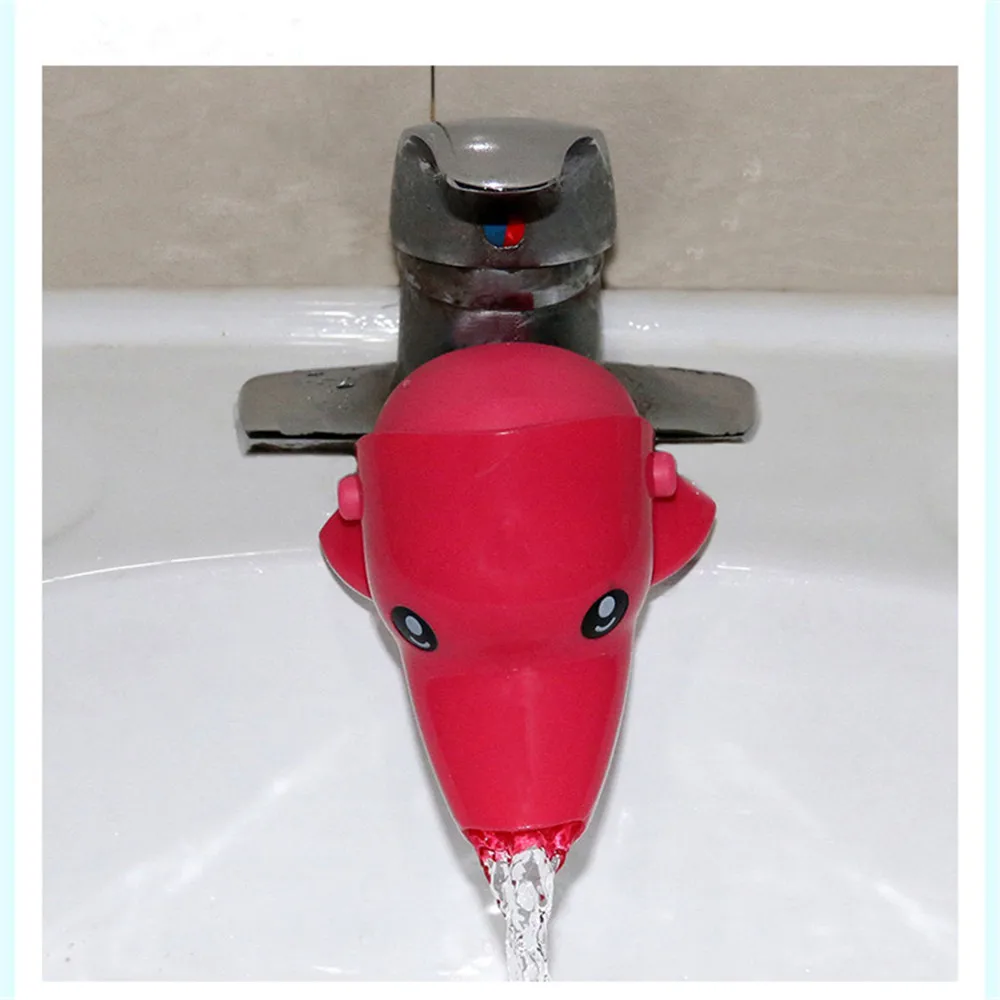 Pink Dolphin 1 шт. милые животные утка слон дельфин форма воды удлинитель для смесителя воды удлинитель крана для детей Дети Ручная стирка ванная комната - Цвет: Pink Dolphin