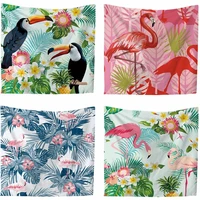 polyester flamingo tapestry wall art tapestries tropical home decorative door curtain living room bedspread sheet table cloth