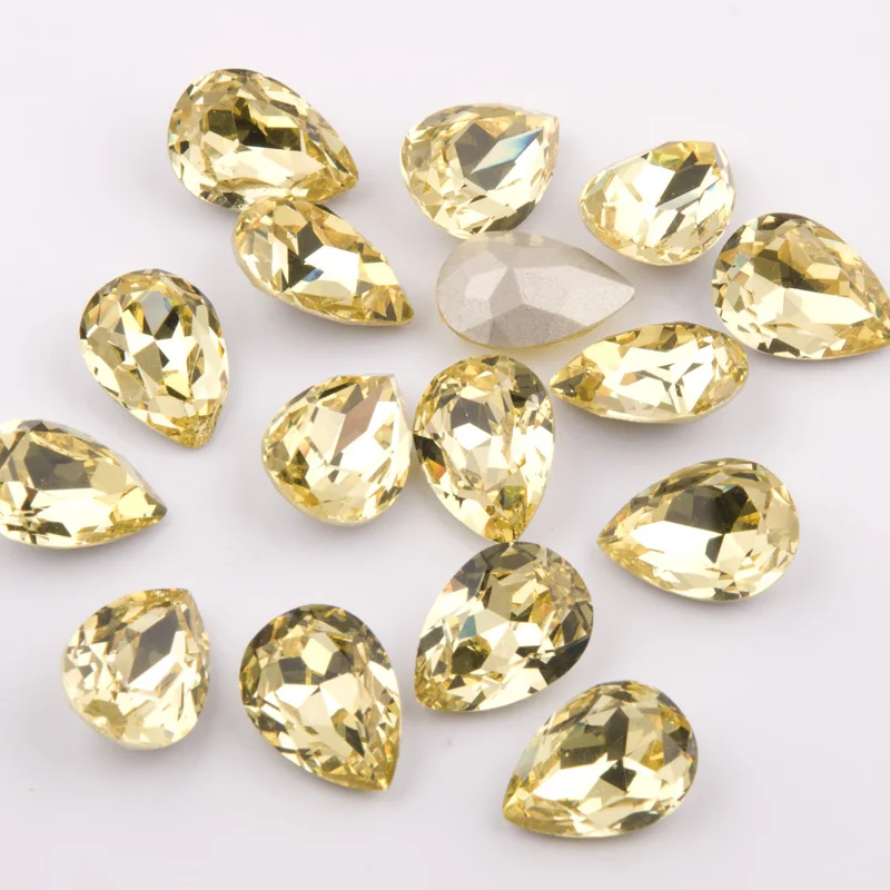 YANRUO #4320 All Sizes Jonquil Drop Pointed Back Crystal Sew On Rhinestone Strass Sewing Fancy Stones Setting For Dress | Дом и сад