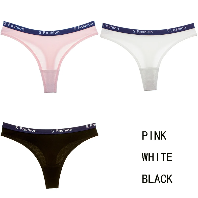 pinkwhiteblack JERRINUT, 3 шт., сексуальные трусики, стринги, нижнее белье для женщин, бесшовные трусики, Спортивное нижнее белье с буквами, хлопковые стринги, женские трусы - Цвет: pinkwhiteblack