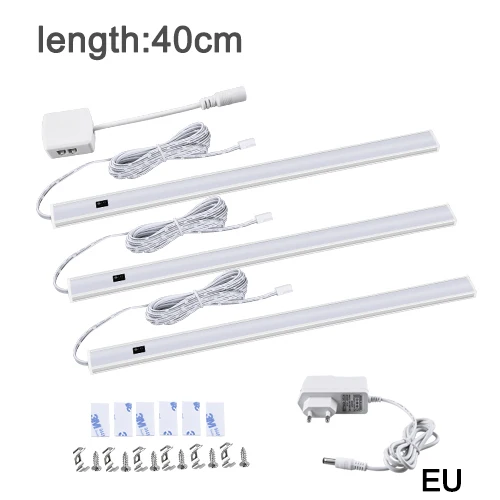 3X40cm EU Adapter EeeToo светильник под шкаф, кухонный ручной волнистый датчик движения, светильник ing DC 12V светодиодный шкаф, светильник s для кухни - Цвет: 3X40cm EU Adapter