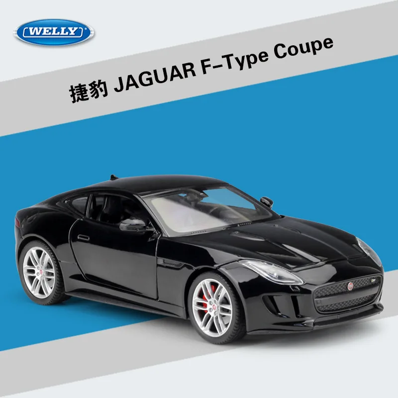 Black WELLY 1:24 Высокая имитационная модель игрушечного автомобиля металлический JAGUAR f-тип купе сплав классический автомобиль литье под давлением автомобиль для мальчиков Коллекция подарков - Цвет: Black