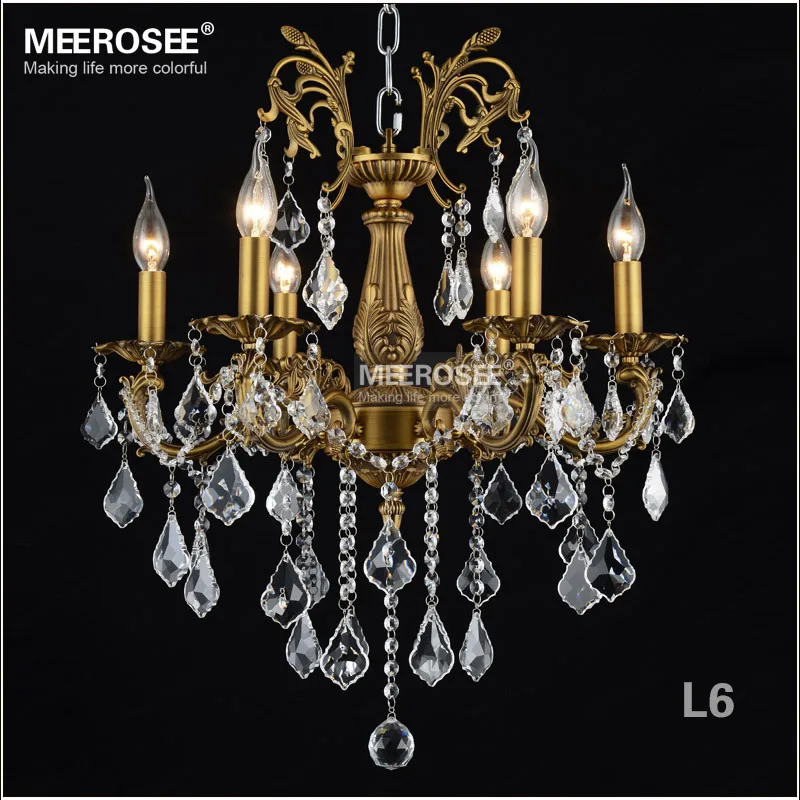6 огней бронзового цвета хрустальная люстра светильник латунь отделка