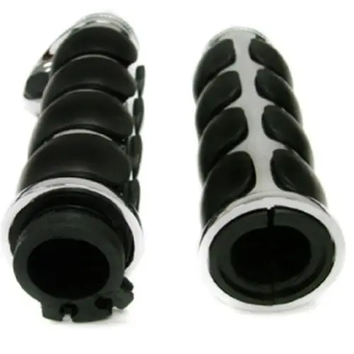 

1" Chrome Rubber Handlebar Hand Grips For Deuce Deluxe Classic Custom XL Sportster Fat Bob Softail Dyna Electra Glide