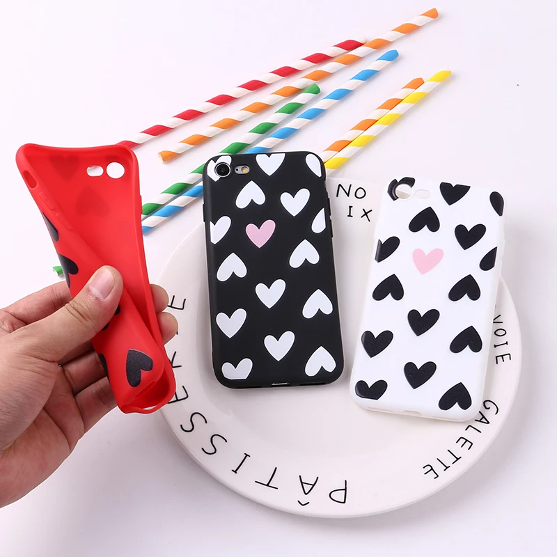 

For iPhone 12 11 6S 5SE 8 8Plus X 7 7Plus XS Max Soft Silicone Matte Case Fundas Coque Cover Couple Fashion Sexy Pink Heart Girl