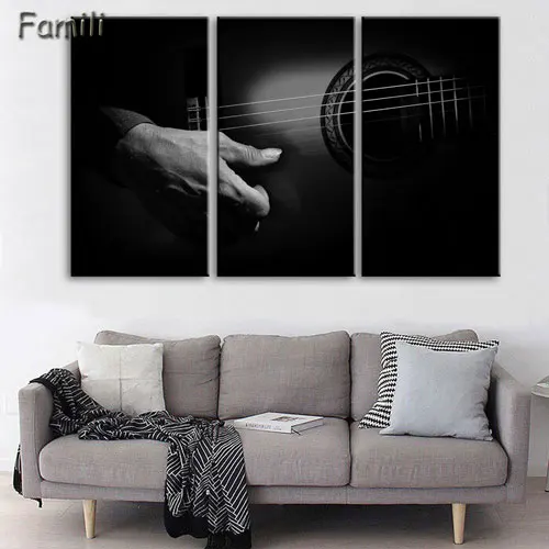 Холст стены Книги по искусству некадрированным Home Decor Фотографии комплект из 3 предметов Электрогитары Картины Винтаж музыкальный инструмент Плакаты HD с Пэн - Цвет: Многоцветный