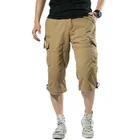 Шорты-карго мужские длинные хлопковые, повседневные брюки-Капри с несколькими карманами, тактические шорты в стиле милитари, бриджи, 5XL, на лето