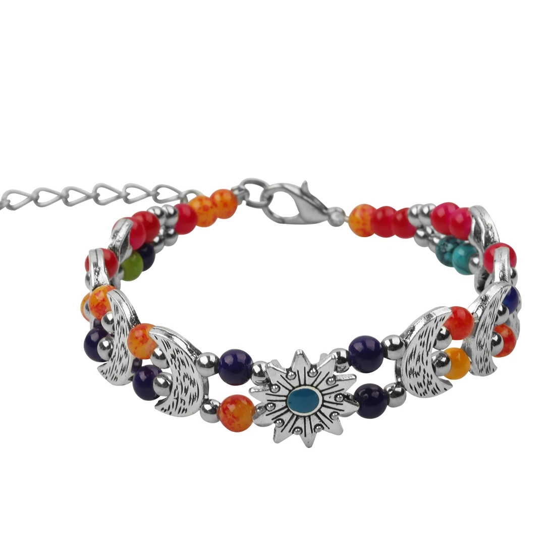 2 шт./лот античный металлический браслет с подвеской яркие цвета шарики цветком