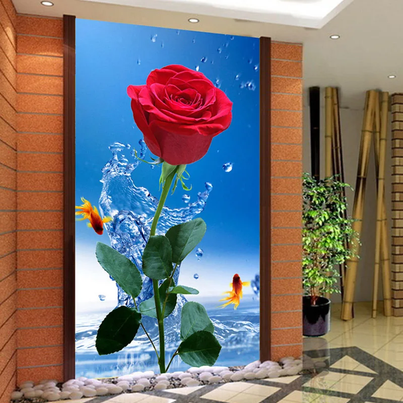 

Фотообои 3D с красной розой, модные дизайнерские обои с цветами для гостиной