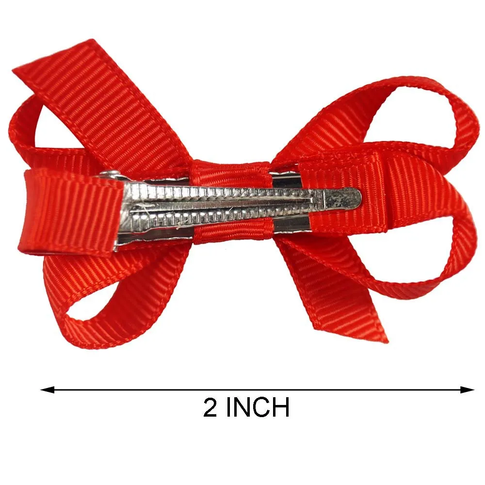 2 Pcs/lot 2&quot Small Mini Solid Hairbows Sweet Grosgrain Ribbon Hairgrips Simple Soft Hairbow For Kids Hairpins Hair Accessories |