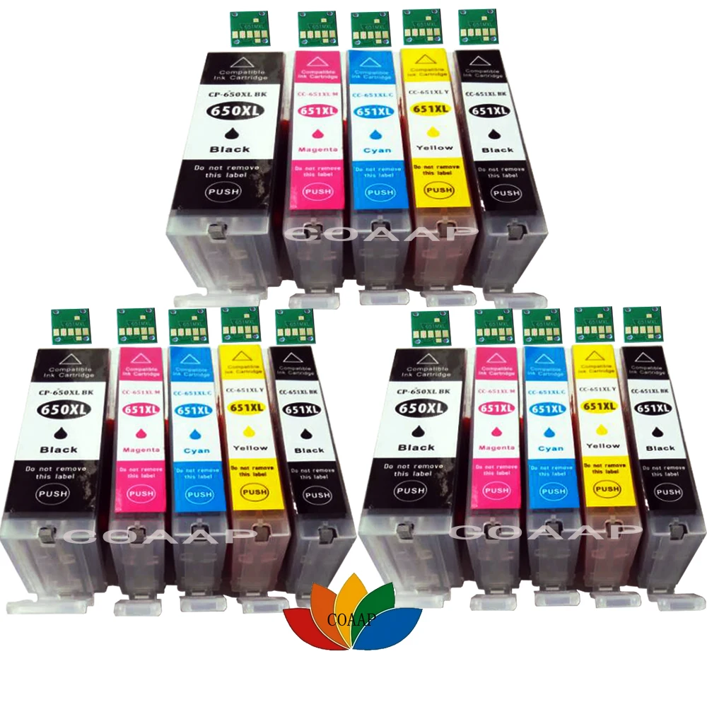 Совместимый картридж для чернил 15x PGI 650 XL CLI 651 Canon Pixma IP7260 MX926 MG5460 MX920 MG7160 MG6540 |