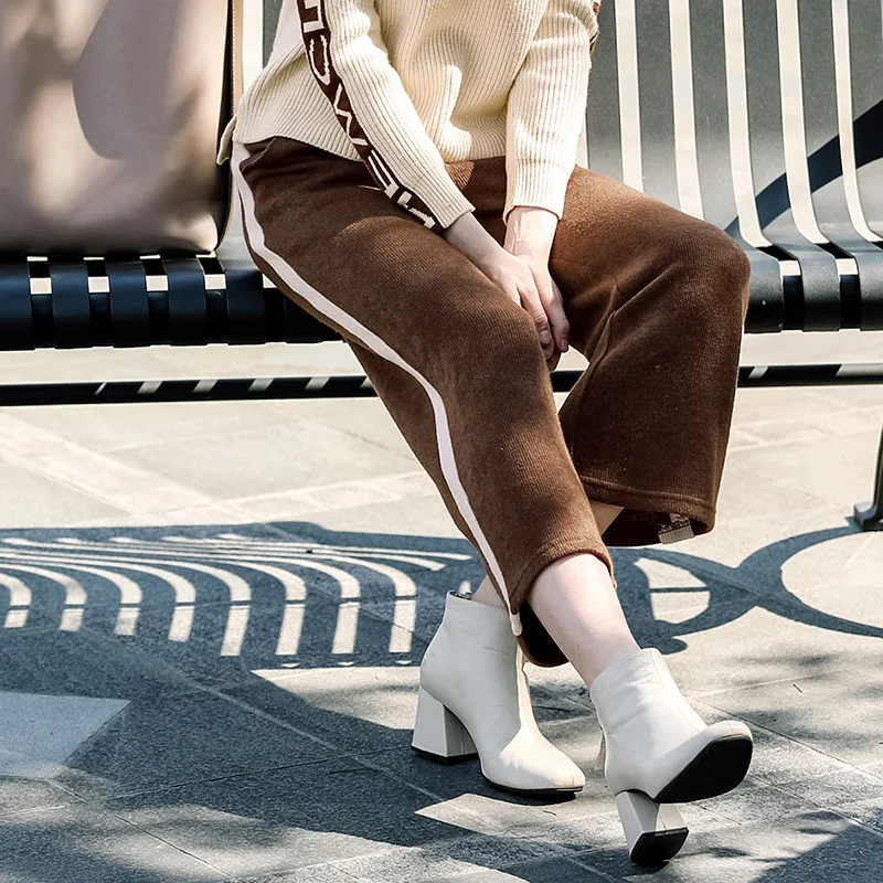 ЛИВА девушка широкие брюки для женщин 2018 Новинка зимы одноцветное цвет Высокая