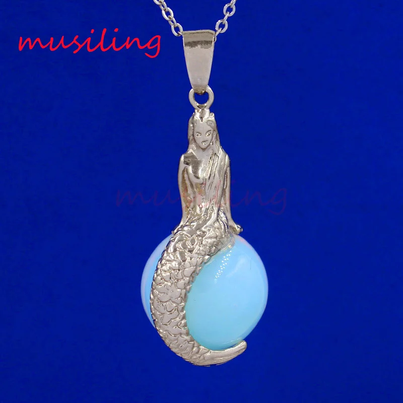 

Natural Stone Bead Mermaid Pendants Pendulum Reiki Charms Opal Crystal Quartz etc Wicca Witch Amulet Fashion Jewelry 10pcs
