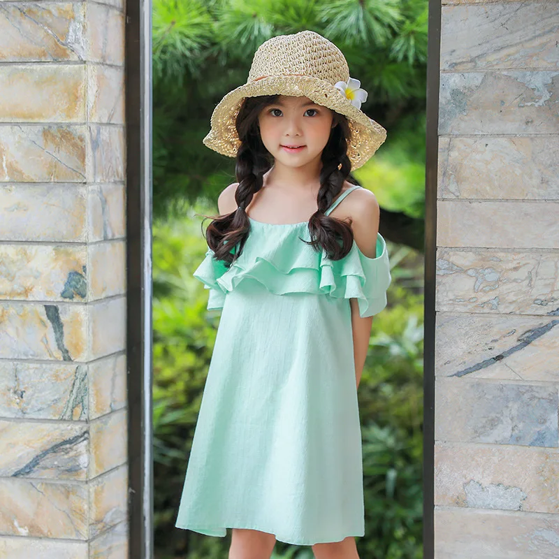 2018 Summer Dress Girl Evening Children Clothing Kids Shoulderless Princess Clothes 7 8 9 10 11 12 Year Costume | Детская одежда и