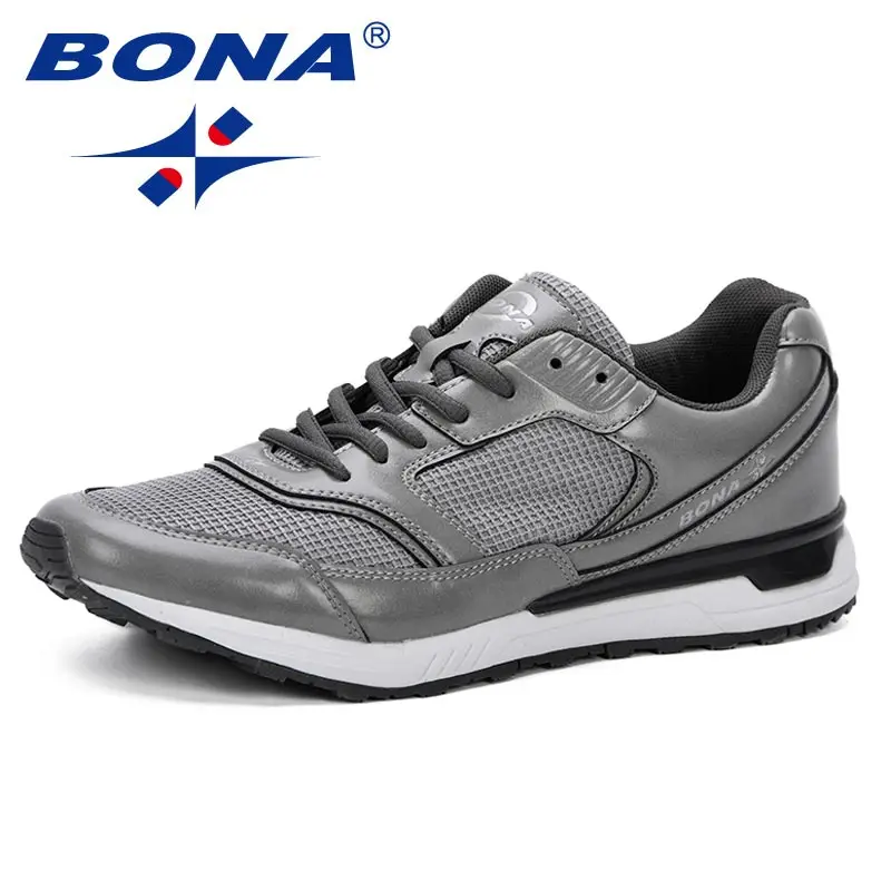 GRAY BONA/Мужская обувь; Новинка года; мужская повседневная обувь; модные мужские кроссовки на шнуровке; Мужская Вулканизированная обувь; удобные туфли на плоской подошве Весна Осень - Цвет: GRAY