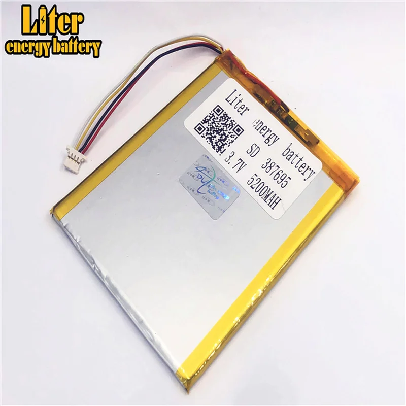 

plug 1.0-4P 3.7 V 387695 407595 5200mah factory high quality lithium polymer li-ion rechargeable battery lipo battery