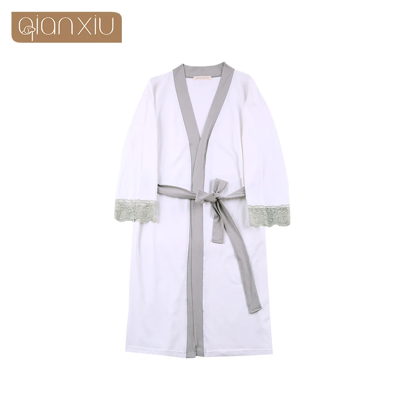 Spring Summer Bathrobes Women kimono Robes Dressing gown Ladies Sweety Lace patchwork bathrobe Female Cotton home robes Homewear | Женская