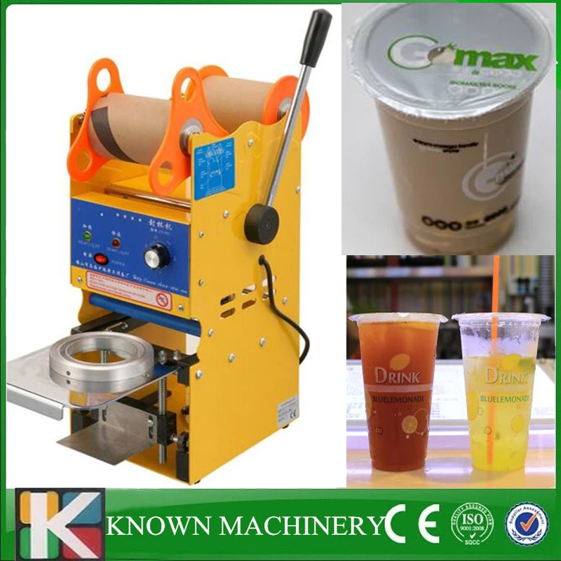 Маленькая ручная машина для запечатывания пластиковых бумажных стаканчиков
