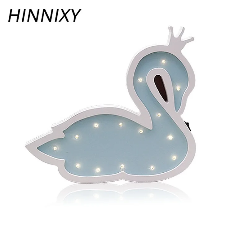 Hinnixy стиль для девочек Лебедь ночник деревянная настенная прикроватная