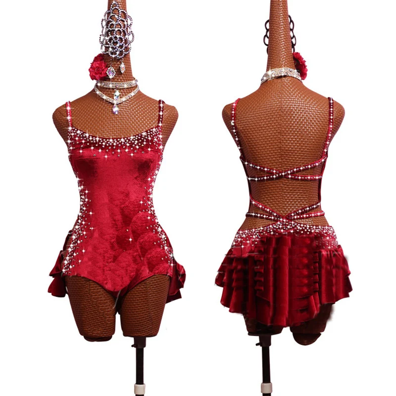Женское платье для латинских танцев блестящие стразы платья соревнований по