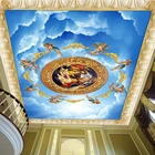 3D настенная бумага в европейском стиле с изображением голубого неба ангела, настенная фотография на потолок для гостиной, отеля, Zenith, картина, роскошное искусство, Настенная 3D Бумага