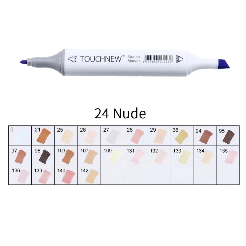 white 24 nude Touchnew Набор цветных копировальных маркеров спиртовые ручки, маркеры для рисования товары для рукоделия кисть манга для рисования акриловый дизайнерский набор ручек для студентов - Цвет: white 24 nude