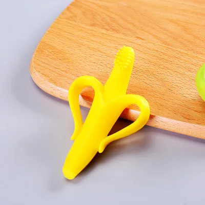 banana yellow Детский банановый прорезыватель, безопасный, пищевой, силиконовый, Прорезыватель для зубов, Прорезыватель для зубов, детский, уход за зубами, игрушка, подарок, Прорезыватель для зубов - Цвет: banana yellow