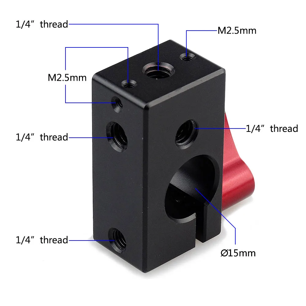 MAGICRIG стержневой зажим 15 мм рельсовый с резьбой 1/4 &quot 20 красная ручка для DSLR
