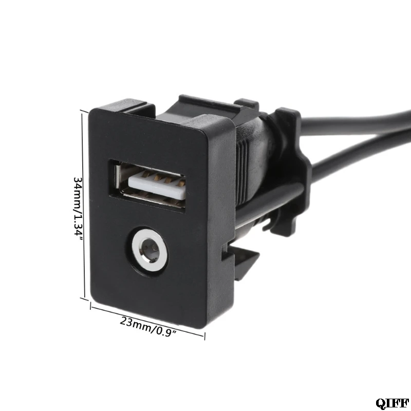 Автомобильный 3,5 мм AUX USB Удлинительный кабель, панель, разъем для наушников, адаптер для скрытого монтажа May06