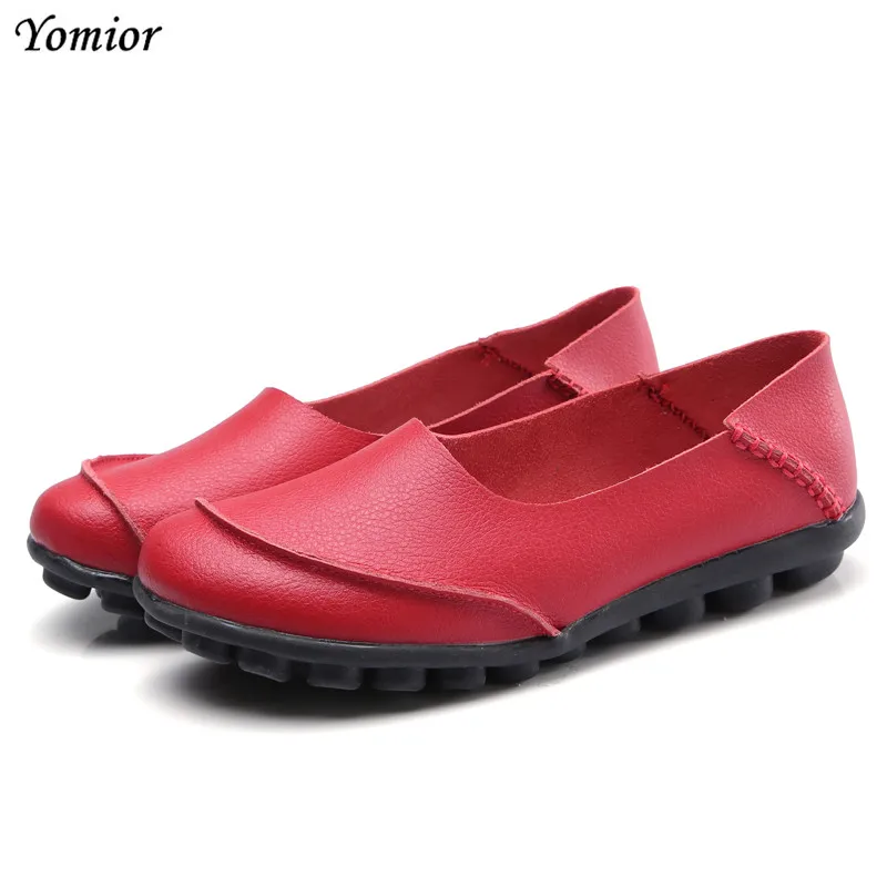 

Yomior Top Fashion Women's Flat Shoes Genuine Leather Woman Mother Shoes Casual Loafers Soft Slip On Moccasins Driving Shoes