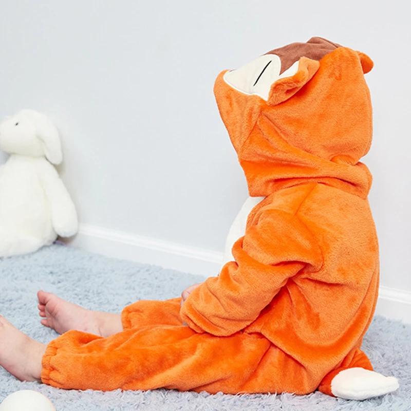 

Baby Romper Autumn Winter 2019 Baby Boy Clothes Cartoon Fox Baby Girl Romper Jumpsuit Long Sleeve Warm Flannel Infant Clothing