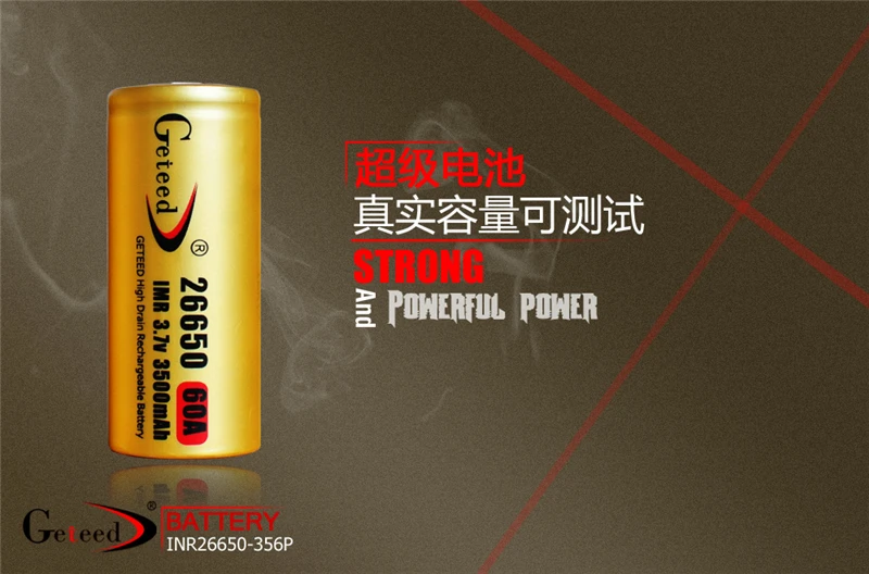 

Geteed IMR 26650 60A 3500mAh Dynamic Lithium ion Li-ion 3.7v 3.6V Rechargeable chargeable Battery Cell for Power supply