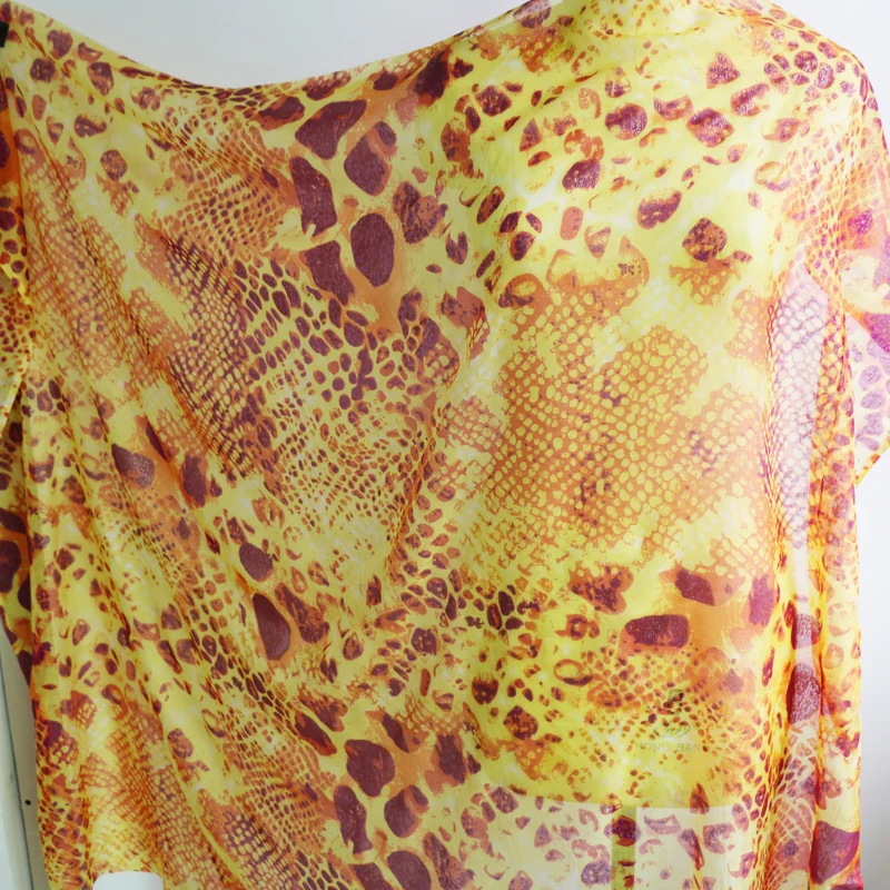 50cm*135cm Bronze silk fabric gold africa leopard print breathe chiffon gauze fashion dress material | Дом и сад