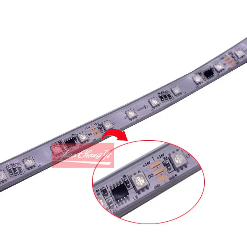 WS2811 60 светодиодный/m 24V светодиодный цифровой RGB гибкий IP67 Водонепроницаемый 5M
