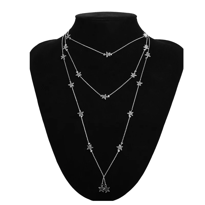 Звезда цепь Цепочки и ожерелья женщин Лидер продаж цвета: золотистый серебристый