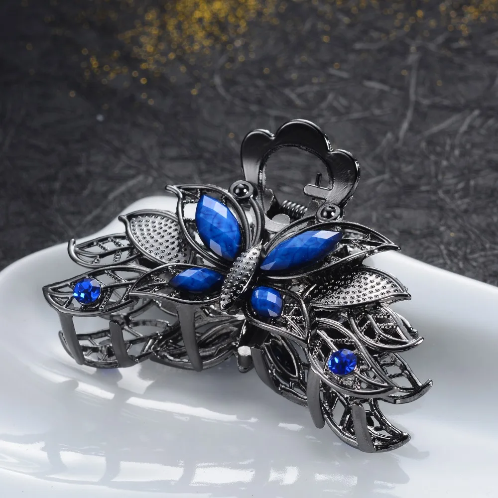 Винтаж горный хрусталь цветок с полимерными кристаллами Бабочка Волосы Когти