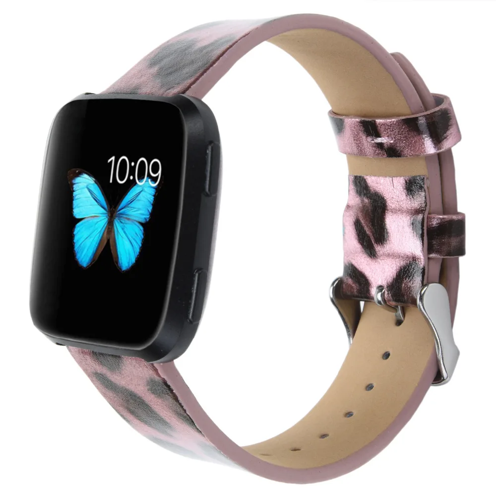 Замена печатных микрофибры кожаный ремешок для Fitbit Versa фитнес Смарт-часы