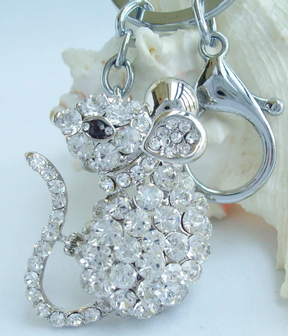 Прозрачная подвеска в виде австрийского кристалла с рисунком животного и мыши