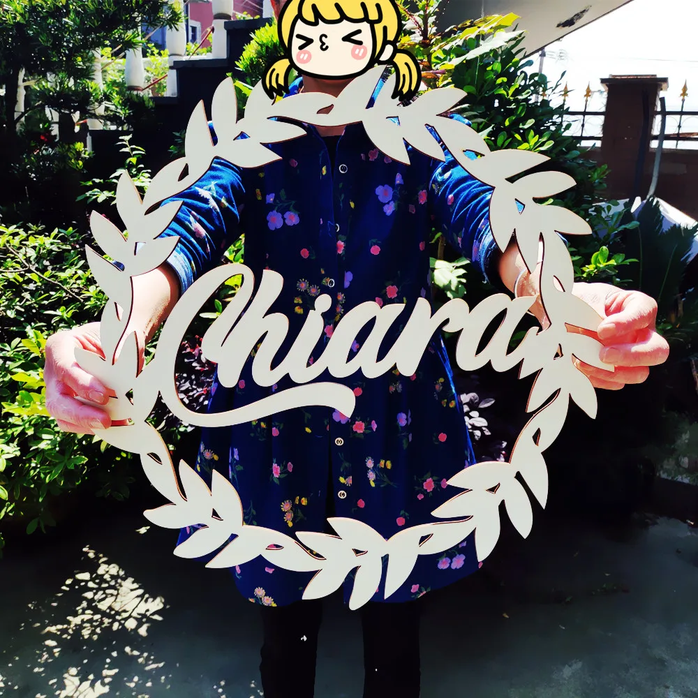 Индивидуальный Цветочный Круглый знак с именем деревянный именные знаки для