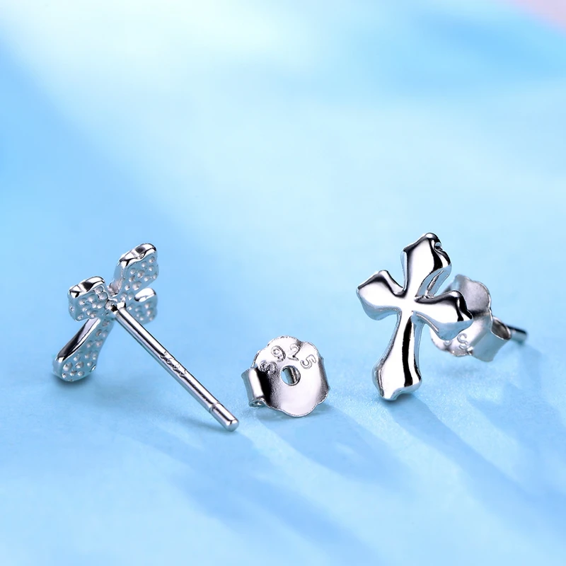 Wholesale Price 925 Sterling Silver Cross Stud Earrings Original Design Pierced Ears Excellent Earring Gift For Men Women | Украшения и