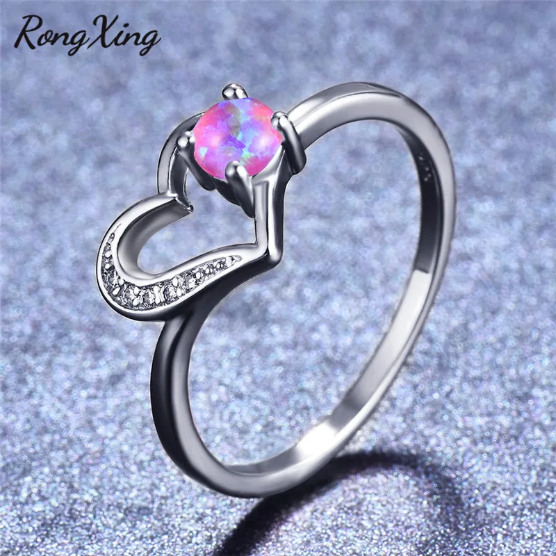 RongXing серебряный цвет Любовь Сердце кольца для женщин Свадьба