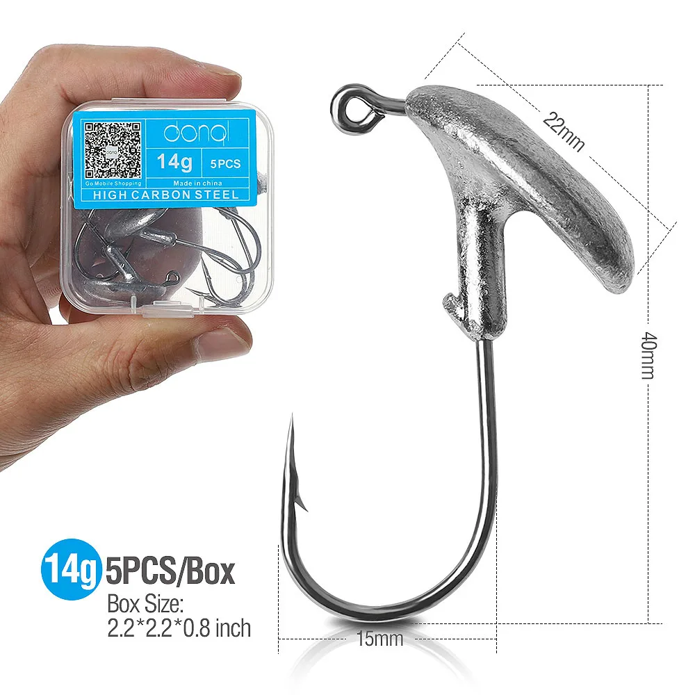 5pcs 14g DONQL 5 шт./кор. свинцовая Мормышка рыболовный крючок стакан рыболовный крючок с заусенцем 3,5 г 5 г 7g 10g 14g для Мягкая приманка карп набор рыболовных крючков снасти - Цвет: 5pcs 14g