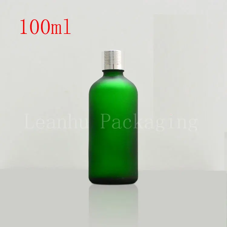 Green frosted 100ml  bottles wholesale empty bottle with silver screw cap bottle points bottling Capsule, essential oil bottle