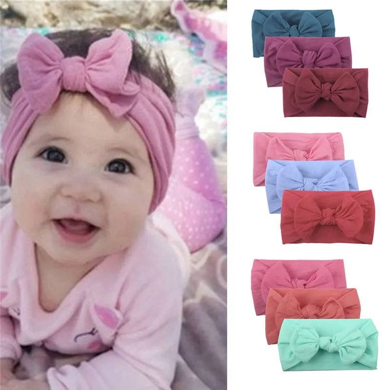 

baby headband Girls Baby Toddler Turban Solid Headband Hair Band Bow 3PCS Accessories Headwear baby turban #4j03