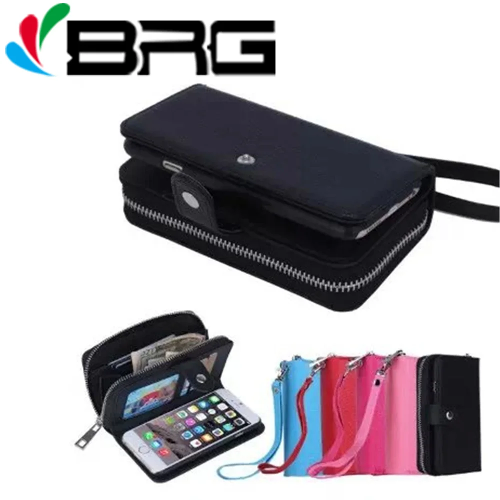 

Роскошный кошелек с несколькими картами на молнии, кожаный флип-чехол для iPhone 6s 7 8 Plus 11 13 Pro Max, отсоединяемая сумка