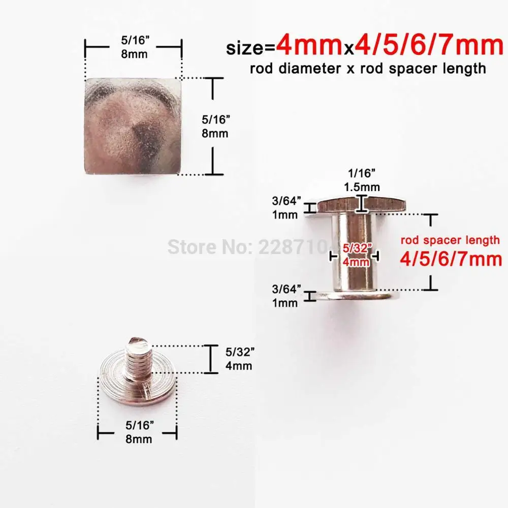 10 шт. кожаный кошелек из твердой латуни с квадратной головкой для кожевенного