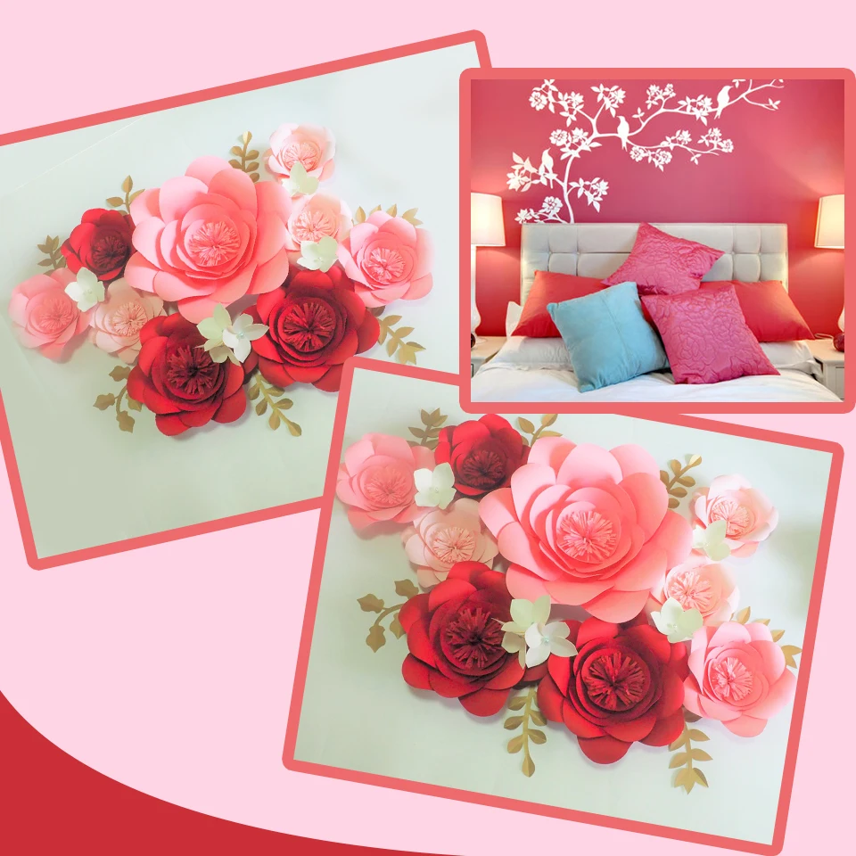 Гигантские бумажные цветы сделай сам 9 шт. + гортензии 6 листья 7 для свадьбы и