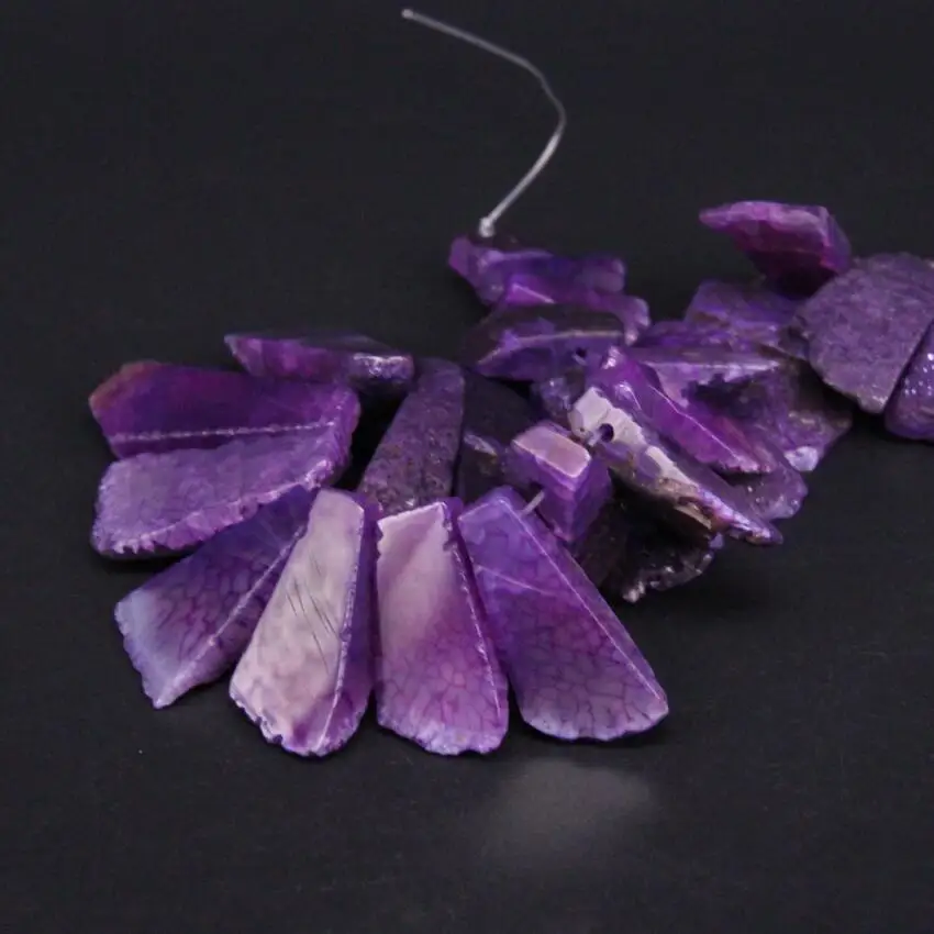 Approx27PCS/нить верхнее просверленные фиолетовые натуральные необработанные Агаты